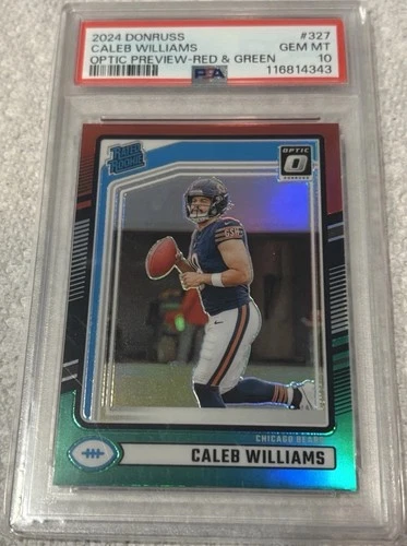2024 Donruss Caleb Williams Optic Preview Rated Rookie Red & Green RC - PSA 10