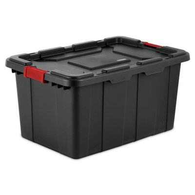 Sterilite 4-Pack Industrial Tote, Plastic Storage Bins with 27 Gallon, Black