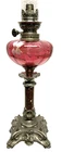 Antique Beautiful OIL LAMP Stand Regulator Marble Crystal Spinning Top Enameled 19th Century