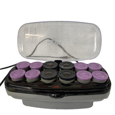 Conair Hot Rollers Hairsetter 12 Flocked Curlers Black Purple No Clips Hair Set