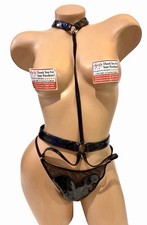 Victoria s Secret Teddy One Piece Black Leatherette Strappy Lingerie Size Small