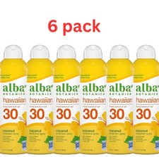 6 PACK Alba Botanica Hawaiian Coconut Sunscreen Spray SPF 30 6 oz exp 11/26