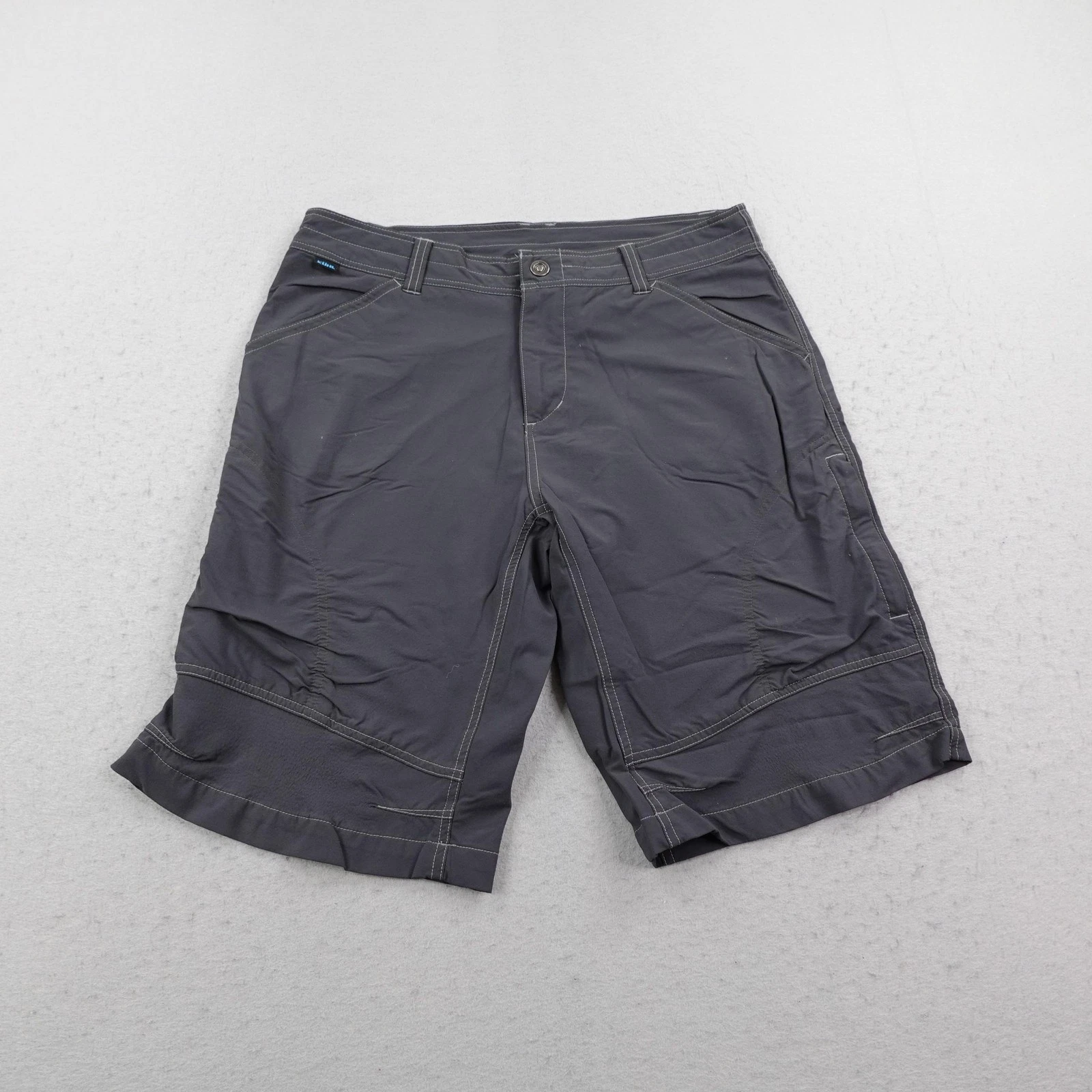 Kuhl Shorts Mens 34 Gray Nylon Spandex Stretch Hiking Cargo Trail Performance