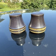 Vintage DENBY KISMET BLUE STONEWARE SALT & PEPPER SHAKERS 1970 England