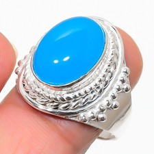Blue Chalcedony Gemstone Handmade 925 Sterling Silver All Size Ring For Gift