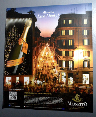 Mionetto Prosecco Brut Wine Rome Via Condotti at Night 125th Anniv. Print Ad 326