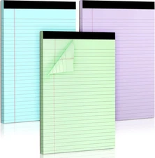 Colored Legal Pads, 8.5 X 11 Inch, 3 Pack, Wide Ruled, 30 Sheets Each