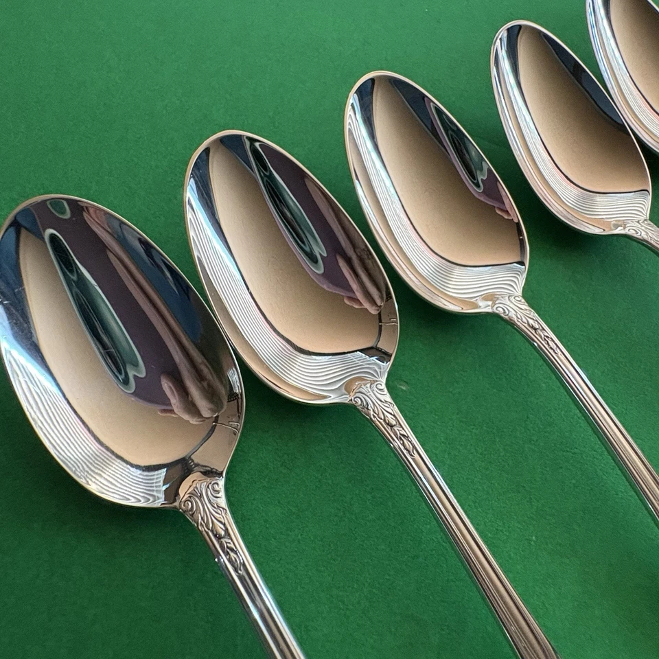 6 WALLACE Rose Point Sterling Silver 6" Teaspoons 5.3 OZ BEAUTIFULLY REFURBISHED - Image 3 of 4