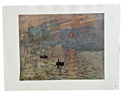 Vintage 1950 Claude  Monet ''Impression'' French Tipped In Art Print