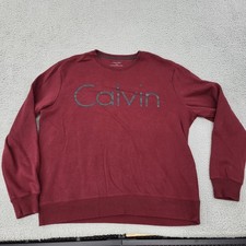 Calvin Klein Sweatshirt Mens XL Red Logo Graphic Pullover
