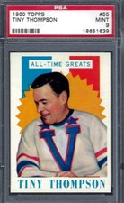 1960 Topps HK #55 PSA 9 Tiny Thompson Bruins 55
