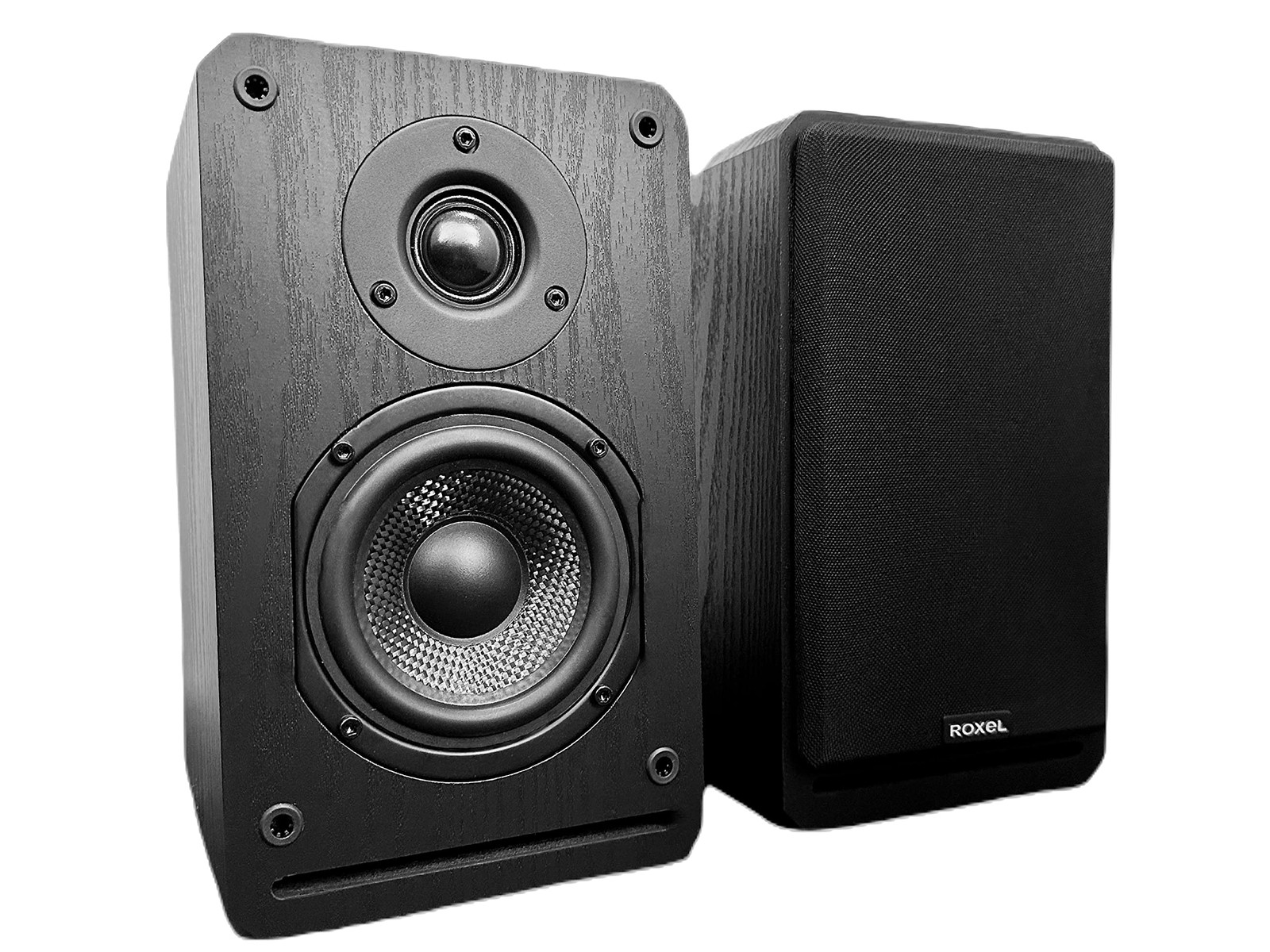 Roxel RBS-300 Passive Bookshelf Speaker, Black Wood Effect Cabinet