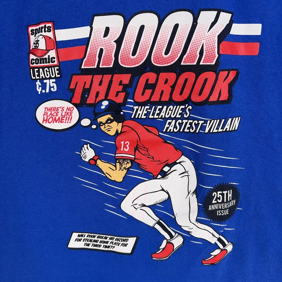 Vintage Baseball Shirt Kids Large Blue 25th Anniversary Stitches Comic Sports - Image 2 of 4