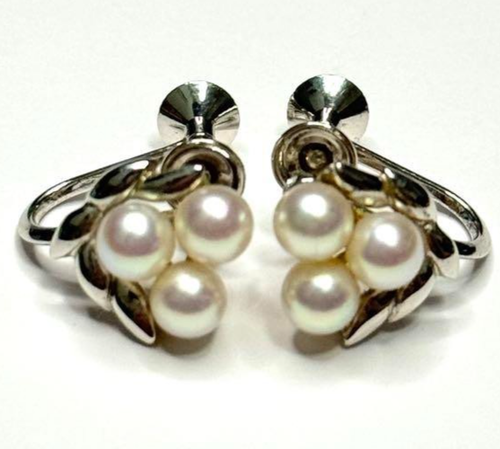 MIKIMOTO Orecchini Non Forati Akoya Perla Bianca Argento 925 Borchia Autentic... - Foto 5 di 8