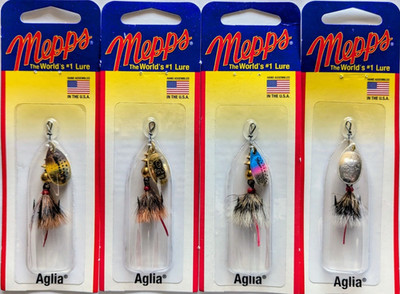 4 - Mepps  Aglia Spinner - 1/12 oz.- Four Popular Colors!