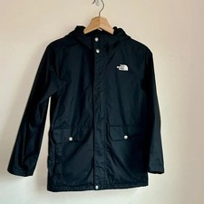 The North Face Youth Junior Black Hooded Rain Jacket Coat M 10 12