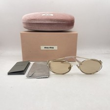 Miu Miu Womens Oval Thin Metal Sunglasses SMU52Y Gold/Pink