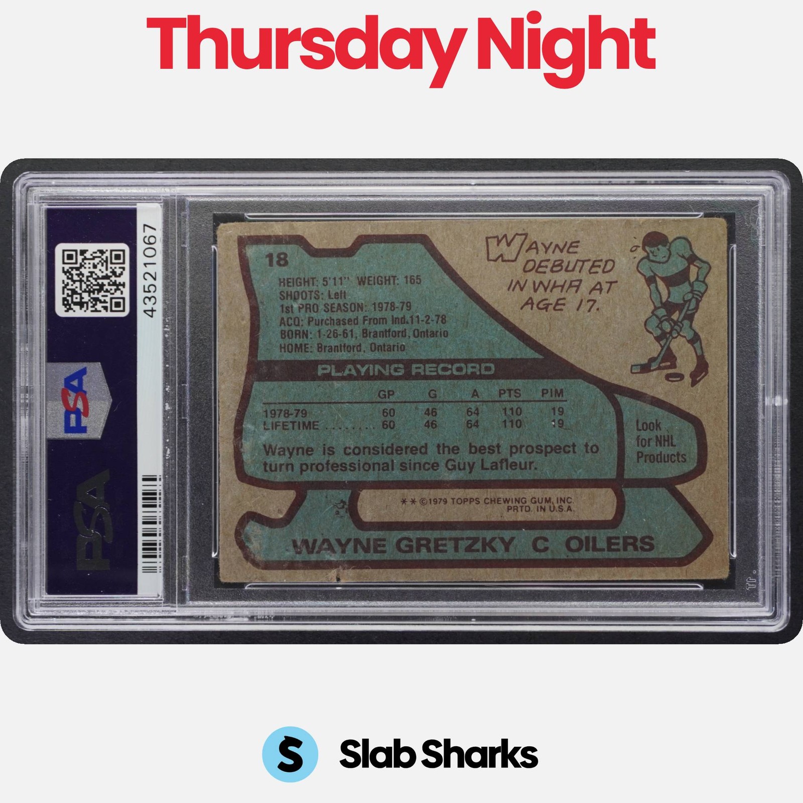 1979 TOPPS #18 WAYNE GRETZKY RC ROOKIE PSA 2 (MK) view 2
