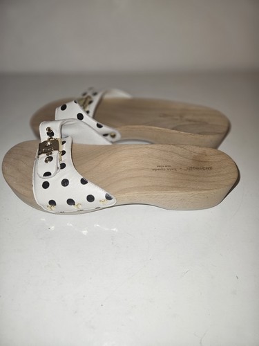 Kate Spade Dr. Scholl's Women's Size 9 M Black/White Polka Dot Wood Sandals New - Picture 3 of 7