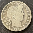 Six Barber Head Silver Half Dollars, 1896, 1896O, 1899, 1907, 1908, 1915D