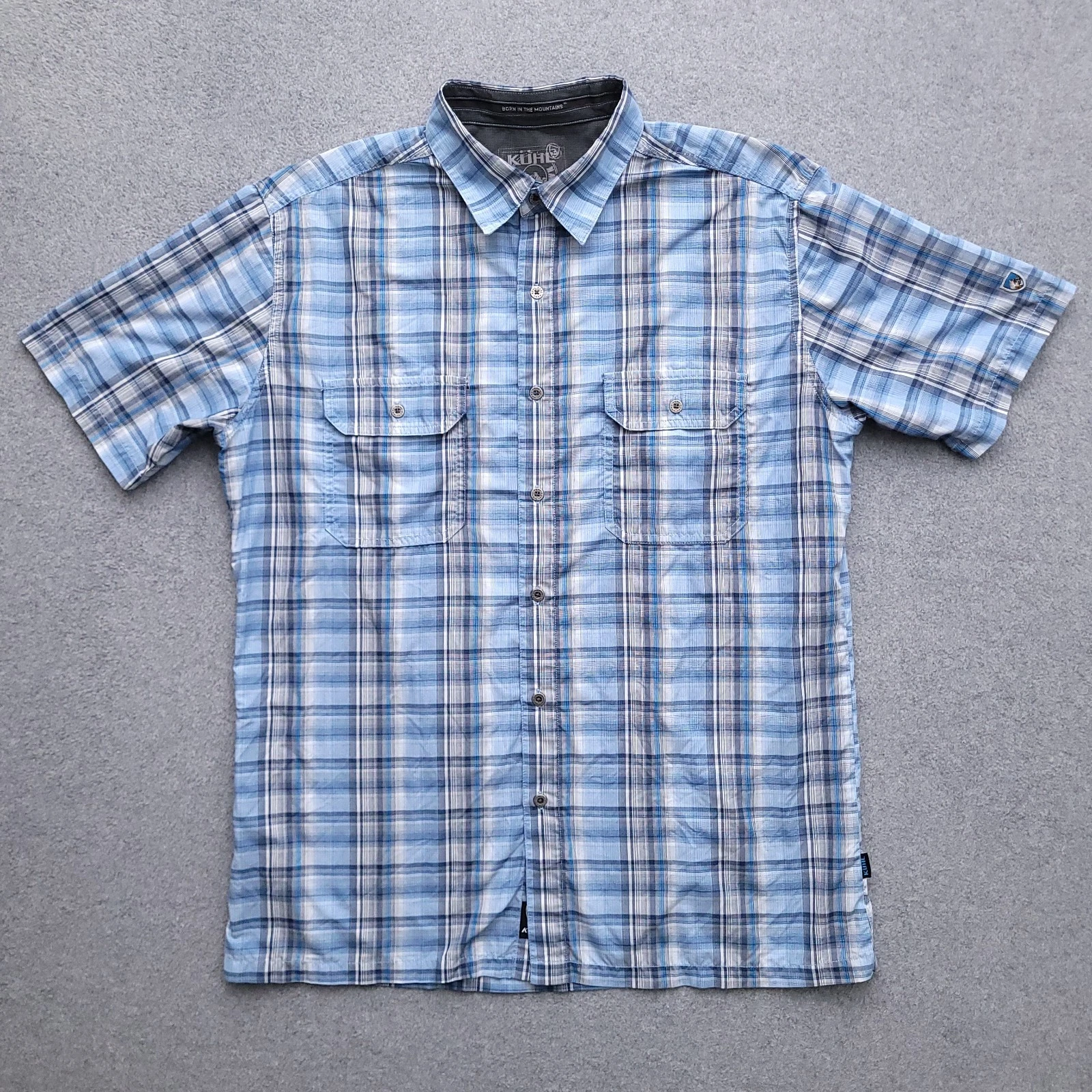 Kuhl Eluxur Button Up Shirt Mens Large Ionik Quickdry Hiking Plaid