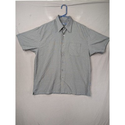 Woody's Retro Lounge Mens Gray Plaid Short Sleeve Button Up Shirt L Large 5800