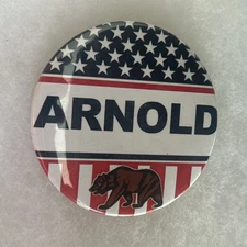 ARNOLD (Schwarzenegger) Golden Bear California  3” pinback button pin