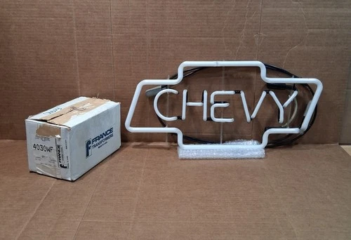 Vintage Chevy Bowtie Neon Sign With Transformer New