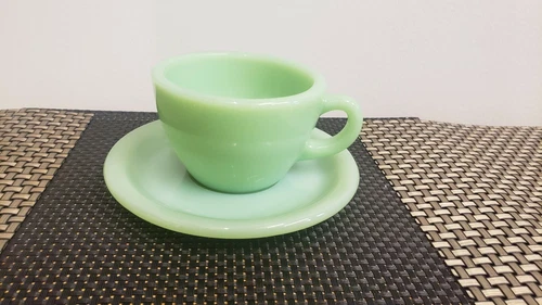FIRE KING JADEITE RESTAURANT THICK MUG & SAUCER SET