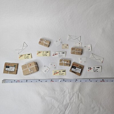 Doll House Brown Paper Packages Parcels Mail Letters Miniature Decor Art 