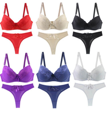 Damen Sexy Spitze gepolsterter Push-up-BH-Set Damen-Unterwäsche-Sets 75-90 BCDEF