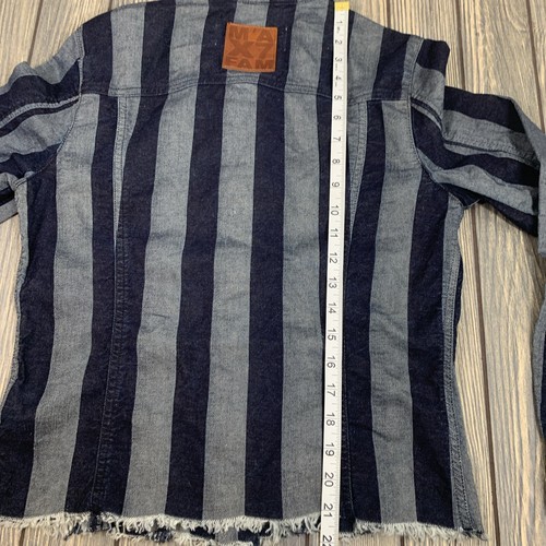 7 FOR ALL MANKIND MARQUES ALMEIDA Womens Blue Denim Striped Snap Front Shirt M - Picture 12 of 13