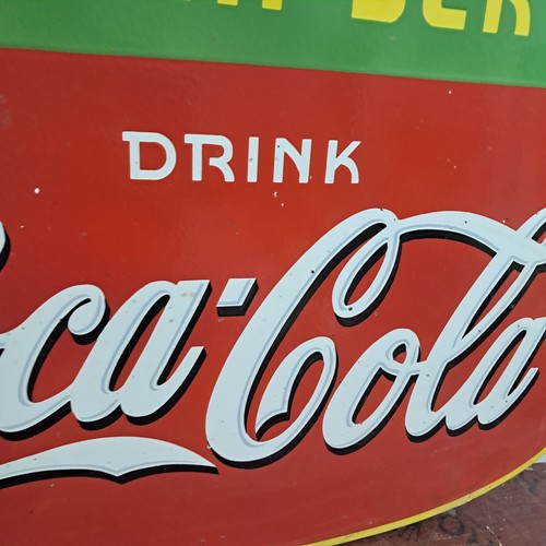 Drink Coca Cola Fountain Service Porcelain Enamel Sign 36 x 24 Inches 2 Side - Picture 11 of 13