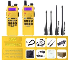 2X BAOFENG UV-5R III 3800MAH TRI-BAND UHF FM HAM TWO-WAY RADIOS WALKIE TALKIE 5W