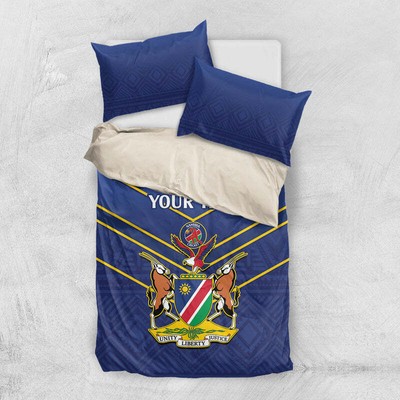 Benutzerdefinierte Namibia Cricket Bettwäsche Set 2024 Go Eagles African Pattern