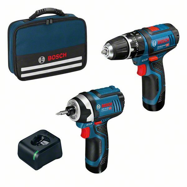 kit Bosch Professional 12V Trapano Avvitatore a Percussione GSB 12V-15 + Avvitat