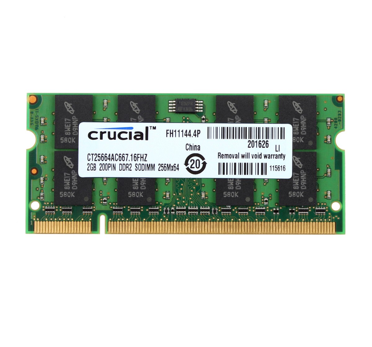 Crucial GB DDR2 RAM 2RX8 PC2-5300 PC5300 667MHz 200pin SODIMM