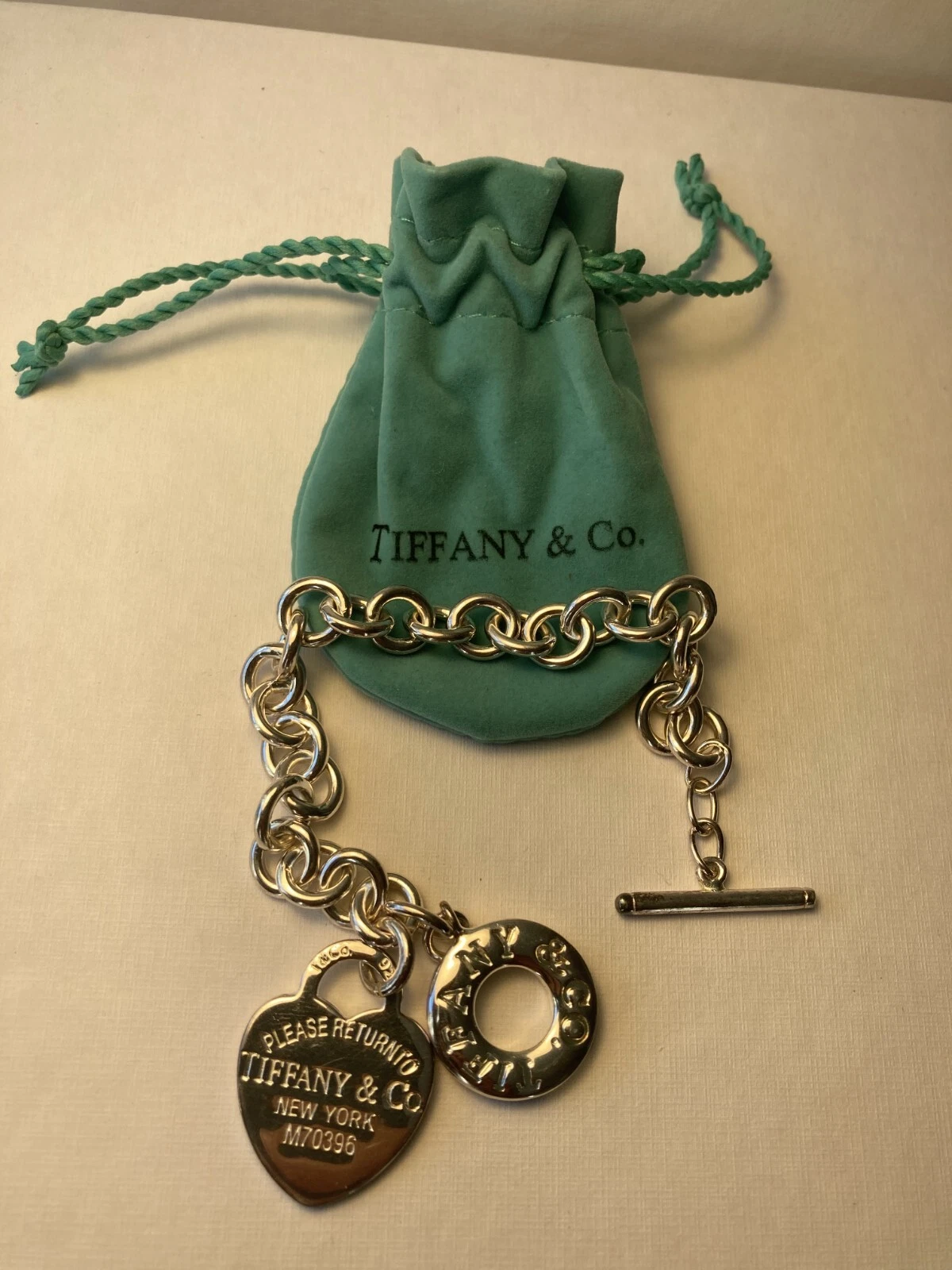 Return to Tiffany & Co. Heart Tag Toggle Silver Bracelet