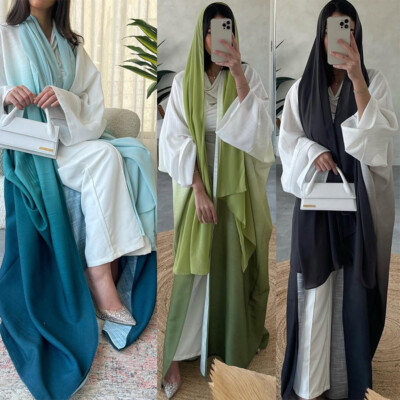 Elegant Muslim Women Formal Open Long Dress Scarf Set Islamic Party Gown  Turkey | eBay