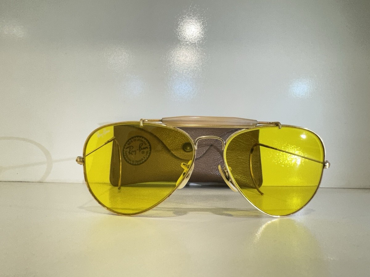 B&L Ray-Ban USA OUTDOORSMAN Gold Aviator Sunglasses Kalichrome