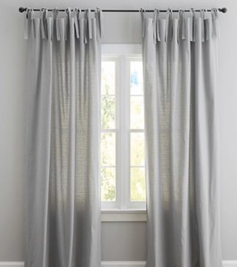 2 Pottery Barn Pb Kids Teen Tie Top Curtains Drape Grey Gray 84