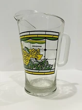Vintage 1986 Whataburger Texas 150th Birthday Yellow Rose Glass Pitcher