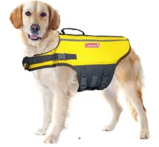 Coleman Puppy/Dog Life Jacket, Safety Vest Preserver Yellow Reflective M Or L