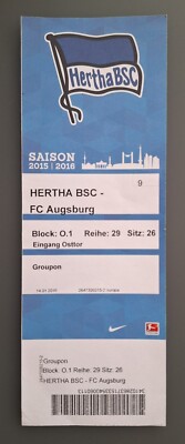 TICKET HERTHA BSC BERLIN V FC AUGSBURG / BUNDESLIGA SEASON 2015/2016 15/16