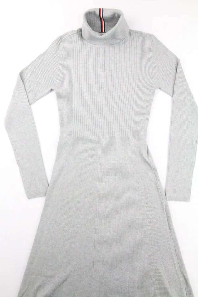 Tommy Hilfiger Women's Ribbed Knit Sweater Dress Stretch Gray Black Sz S L XL - Image 4 of 4