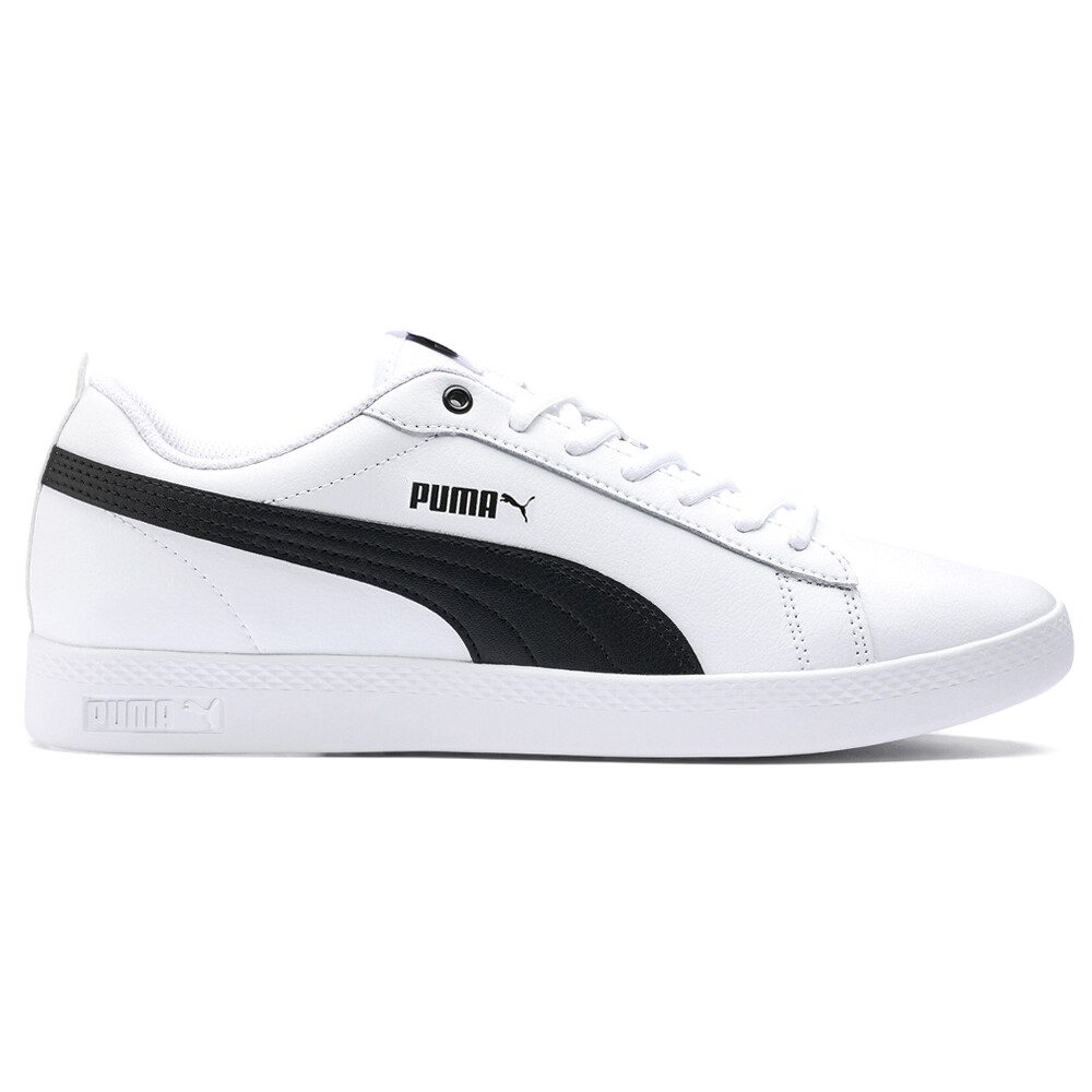 Puma Smash V2 L Lace Up  Womens Black, White Sneakers Casual Shoes 36520801