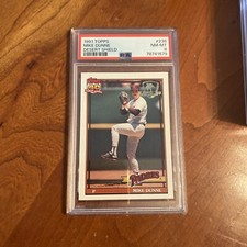 1991 TOPPS DESERT SHIELD MIKE DUNNE PSA 8 PADRES