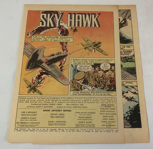 1945 four page cartoon story ~ Colonel ALEXANDRE POKRYSHKIN Alexander