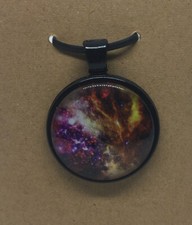 Galaxy Round Glass Dome Cabochons 1" Black Bezel Pendant New Free Ship 538