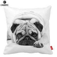 Cazzpc Cushion Cover Cute Pug Dog Black And White Pattern Print Home Decor Si... on sale Cazzpc Cushion Cover Cute Pug Dog Black And White Pattern Print Home Decor Si... on sale